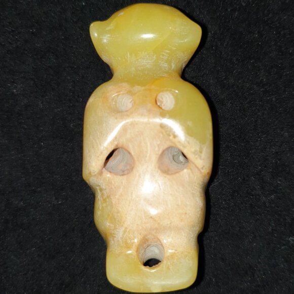 Vintage Hand Carved Genuine Yellow Jade Seated Monk Figurine - Picture 5 of 13